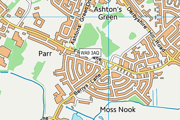 WA9 3AQ map - OS VectorMap District (Ordnance Survey) WA9 3AQ map - OS VectorMap District (Ordnance Survey)