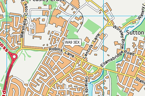 WA9 3EX map - OS VectorMap District (Ordnance Survey) WA9 3EX map - OS VectorMap District (Ordnance Survey)