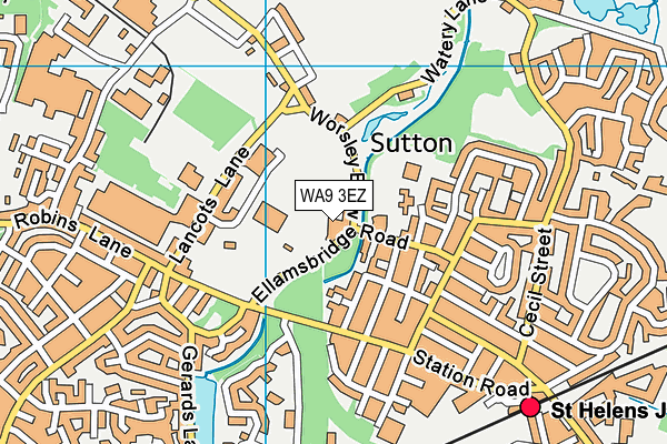 WA9 3EZ map - OS VectorMap District (Ordnance Survey)