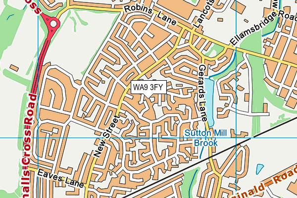 WA9 3FY map - OS VectorMap District (Ordnance Survey) WA9 3FY map - OS VectorMap District (Ordnance Survey)