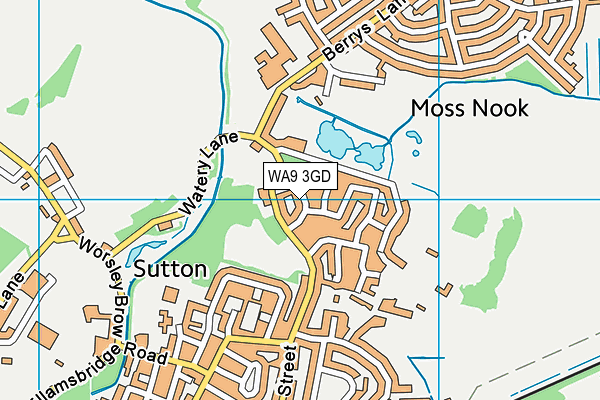WA9 3GD map - OS VectorMap District (Ordnance Survey)