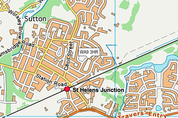 WA9 3HR map - OS VectorMap District (Ordnance Survey) WA9 3HR map - OS VectorMap District (Ordnance Survey)