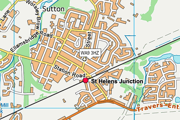 WA9 3HZ map - OS VectorMap District (Ordnance Survey) WA9 3HZ map - OS VectorMap District (Ordnance Survey)
