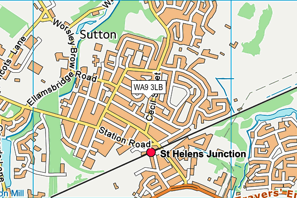 WA9 3LB map - OS VectorMap District (Ordnance Survey) WA9 3LB map - OS VectorMap District (Ordnance Survey)