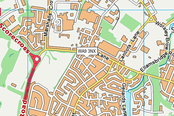 WA9 3NX map - OS VectorMap District (Ordnance Survey) WA9 3NX map - OS VectorMap District (Ordnance Survey)