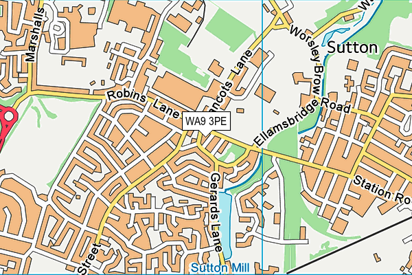 WA9 3PE map - OS VectorMap District (Ordnance Survey) WA9 3PE map - OS VectorMap District (Ordnance Survey)