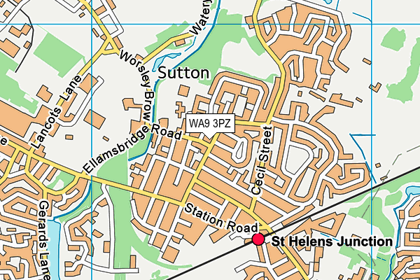WA9 3PZ map - OS VectorMap District (Ordnance Survey) WA9 3PZ map - OS VectorMap District (Ordnance Survey)