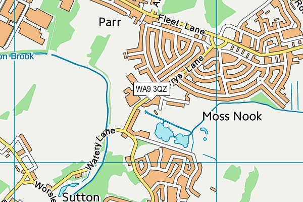 WA9 3QZ map - OS VectorMap District (Ordnance Survey) WA9 3QZ map - OS VectorMap District (Ordnance Survey)