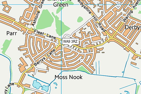 WA9 3RZ map - OS VectorMap District (Ordnance Survey) WA9 3RZ map - OS VectorMap District (Ordnance Survey)