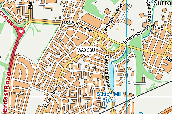 WA9 3SU map - OS VectorMap District (Ordnance Survey) WA9 3SU map - OS VectorMap District (Ordnance Survey)