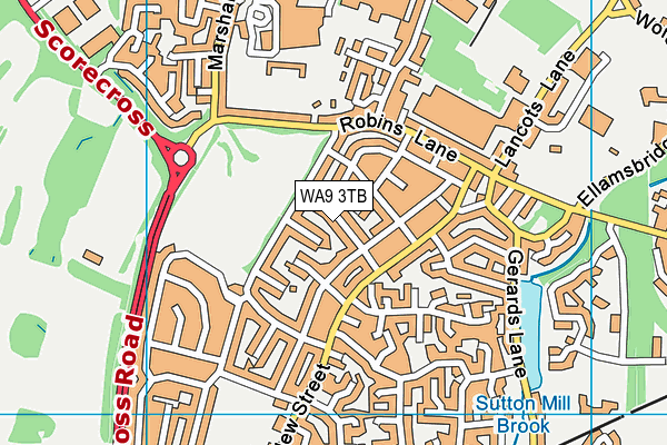 WA9 3TB map - OS VectorMap District (Ordnance Survey) WA9 3TB map - OS VectorMap District (Ordnance Survey)