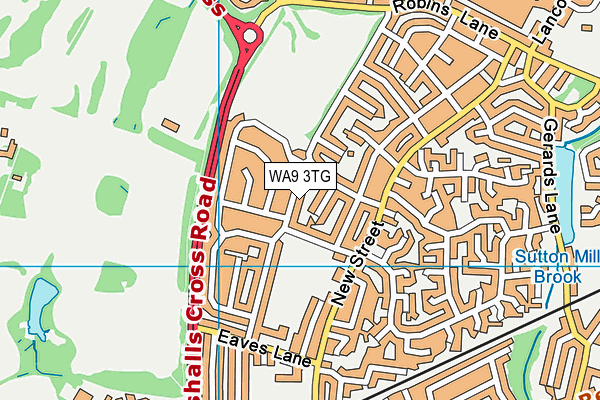 WA9 3TG map - OS VectorMap District (Ordnance Survey) WA9 3TG map - OS VectorMap District (Ordnance Survey)