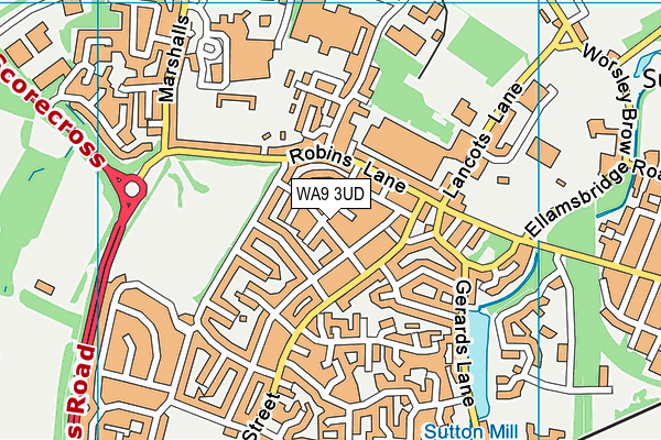 WA9 3UD map - OS VectorMap District (Ordnance Survey) WA9 3UD map - OS VectorMap District (Ordnance Survey)