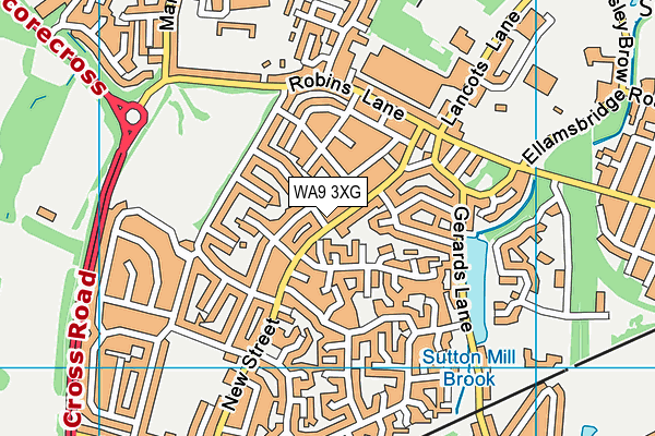 WA9 3XG map - OS VectorMap District (Ordnance Survey) WA9 3XG map - OS VectorMap District (Ordnance Survey)
