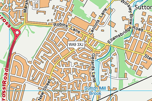 WA9 3XJ map - OS VectorMap District (Ordnance Survey) WA9 3XJ map - OS VectorMap District (Ordnance Survey)