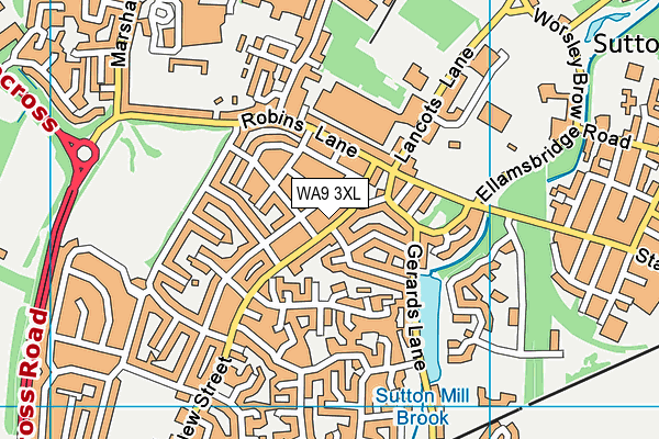 WA9 3XL map - OS VectorMap District (Ordnance Survey) WA9 3XL map - OS VectorMap District (Ordnance Survey)