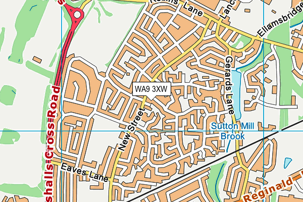 WA9 3XW map - OS VectorMap District (Ordnance Survey) WA9 3XW map - OS VectorMap District (Ordnance Survey)