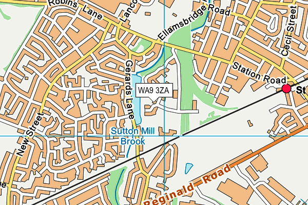 WA9 3ZA map - OS VectorMap District (Ordnance Survey) WA9 3ZA map - OS VectorMap District (Ordnance Survey)