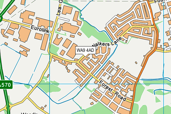 WA9 4AD map - OS VectorMap District (Ordnance Survey) WA9 4AD map - OS VectorMap District (Ordnance Survey)