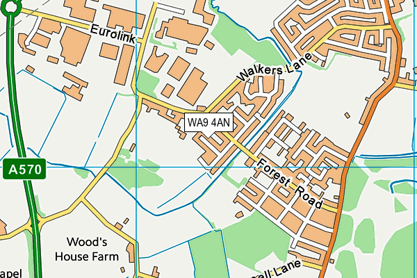 WA9 4AN map - OS VectorMap District (Ordnance Survey) WA9 4AN map - OS VectorMap District (Ordnance Survey)