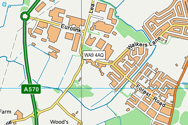 WA9 4AQ map - OS VectorMap District (Ordnance Survey) WA9 4AQ map - OS VectorMap District (Ordnance Survey)