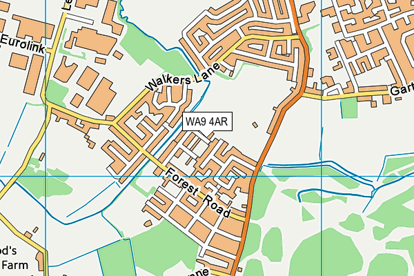 WA9 4AR map - OS VectorMap District (Ordnance Survey) WA9 4AR map - OS VectorMap District (Ordnance Survey)