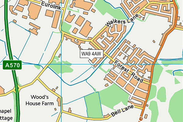 WA9 4AW map - OS VectorMap District (Ordnance Survey) WA9 4AW map - OS VectorMap District (Ordnance Survey)