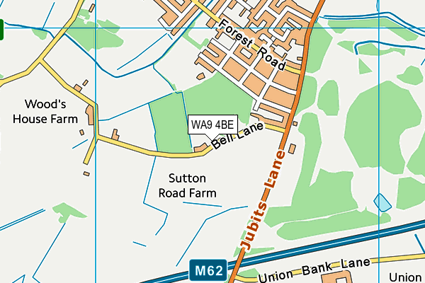 WA9 4BE map - OS VectorMap District (Ordnance Survey) WA9 4BE map - OS VectorMap District (Ordnance Survey)