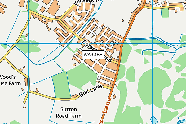 WA9 4BH map - OS VectorMap District (Ordnance Survey) WA9 4BH map - OS VectorMap District (Ordnance Survey)