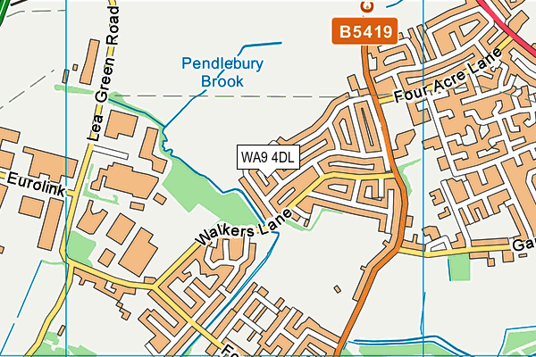 WA9 4DL map - OS VectorMap District (Ordnance Survey) WA9 4DL map - OS VectorMap District (Ordnance Survey)