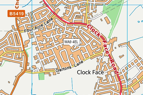 WA9 4EL map - OS VectorMap District (Ordnance Survey) WA9 4EL map - OS VectorMap District (Ordnance Survey)