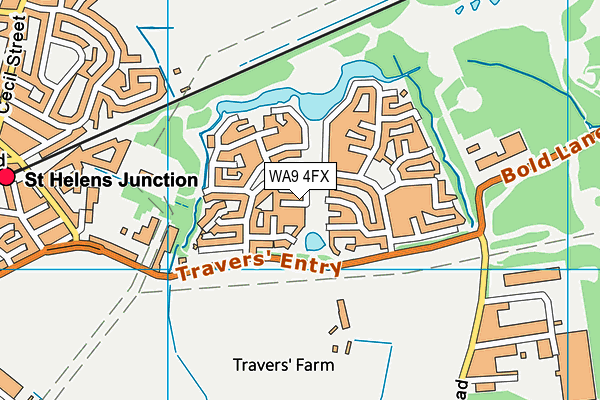WA9 4FX map - OS VectorMap District (Ordnance Survey) WA9 4FX map - OS VectorMap District (Ordnance Survey)