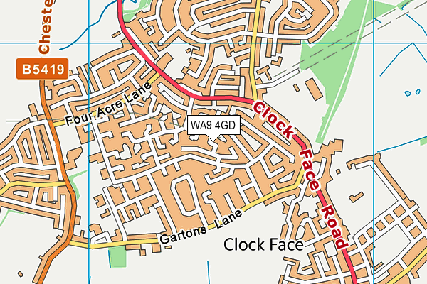 WA9 4GD map - OS VectorMap District (Ordnance Survey) WA9 4GD map - OS VectorMap District (Ordnance Survey)