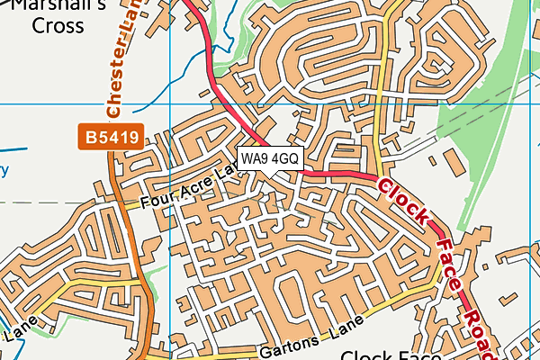 WA9 4GQ map - OS VectorMap District (Ordnance Survey) WA9 4GQ map - OS VectorMap District (Ordnance Survey)