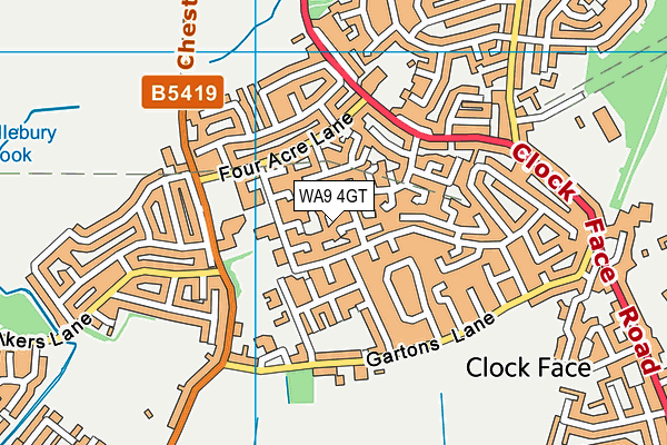 WA9 4GT map - OS VectorMap District (Ordnance Survey) WA9 4GT map - OS VectorMap District (Ordnance Survey)