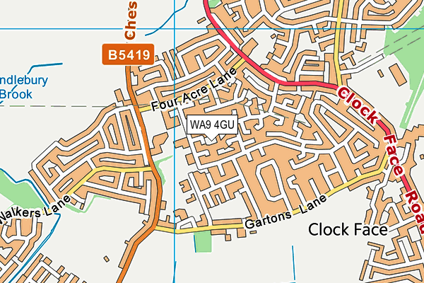 WA9 4GU map - OS VectorMap District (Ordnance Survey) WA9 4GU map - OS VectorMap District (Ordnance Survey)