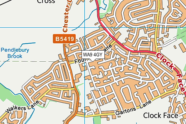 WA9 4GY map - OS VectorMap District (Ordnance Survey) WA9 4GY map - OS VectorMap District (Ordnance Survey)