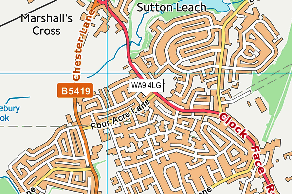 WA9 4LG map - OS VectorMap District (Ordnance Survey) WA9 4LG map - OS VectorMap District (Ordnance Survey)