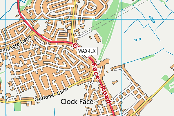 WA9 4LX map - OS VectorMap District (Ordnance Survey) WA9 4LX map - OS VectorMap District (Ordnance Survey)