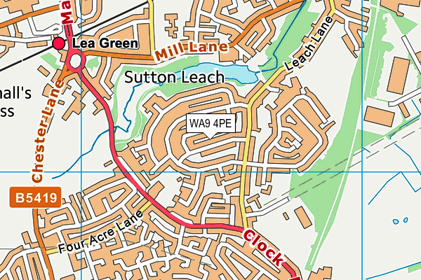 WA9 4PE map - OS VectorMap District (Ordnance Survey) WA9 4PE map - OS VectorMap District (Ordnance Survey)