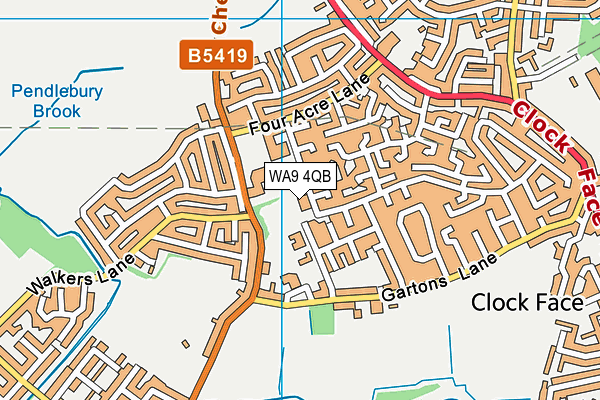 WA9 4QB map - OS VectorMap District (Ordnance Survey) WA9 4QB map - OS VectorMap District (Ordnance Survey)