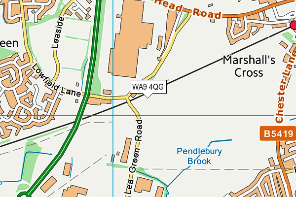 WA9 4QG map - OS VectorMap District (Ordnance Survey) WA9 4QG map - OS VectorMap District (Ordnance Survey)