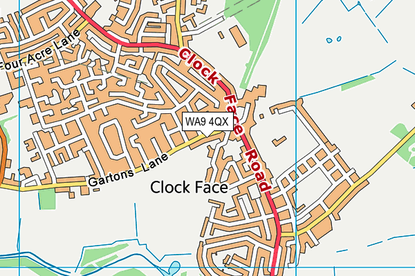 WA9 4QX map - OS VectorMap District (Ordnance Survey) WA9 4QX map - OS VectorMap District (Ordnance Survey)
