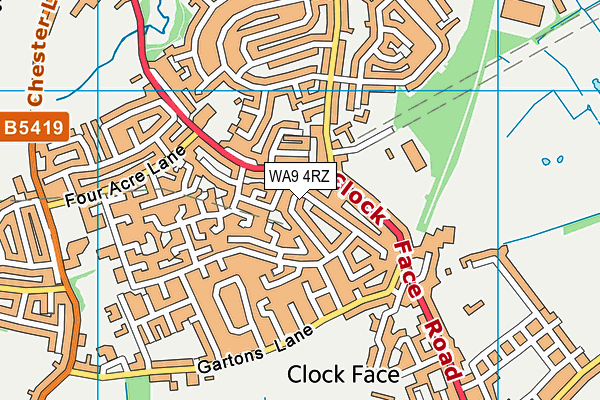 WA9 4RZ map - OS VectorMap District (Ordnance Survey) WA9 4RZ map - OS VectorMap District (Ordnance Survey)