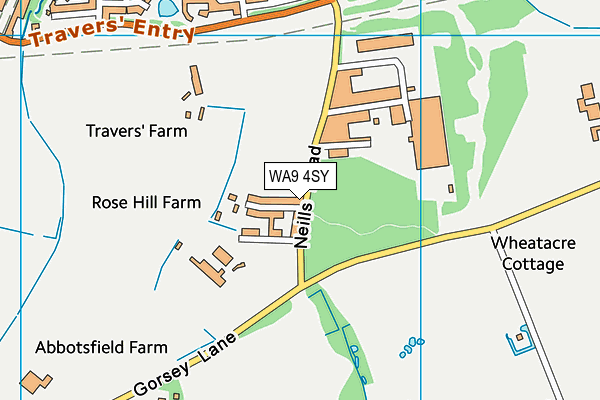 WA9 4SY map - OS VectorMap District (Ordnance Survey) WA9 4SY map - OS VectorMap District (Ordnance Survey)