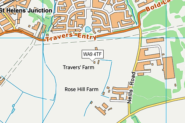 WA9 4TF map - OS VectorMap District (Ordnance Survey) WA9 4TF map - OS VectorMap District (Ordnance Survey)
