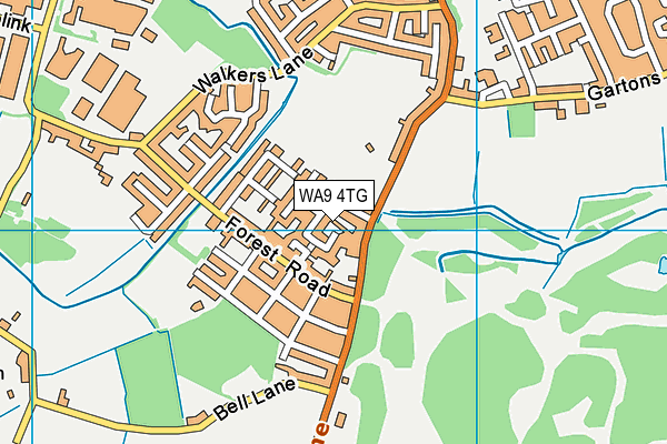 WA9 4TG map - OS VectorMap District (Ordnance Survey) WA9 4TG map - OS VectorMap District (Ordnance Survey)