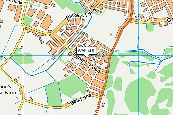WA9 4UL map - OS VectorMap District (Ordnance Survey) WA9 4UL map - OS VectorMap District (Ordnance Survey)