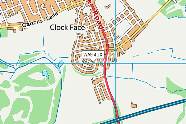 WA9 4UX map - OS VectorMap District (Ordnance Survey) WA9 4UX map - OS VectorMap District (Ordnance Survey)