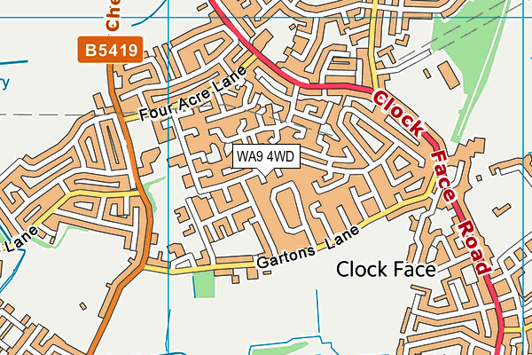 WA9 4WD map - OS VectorMap District (Ordnance Survey) WA9 4WD map - OS VectorMap District (Ordnance Survey)
